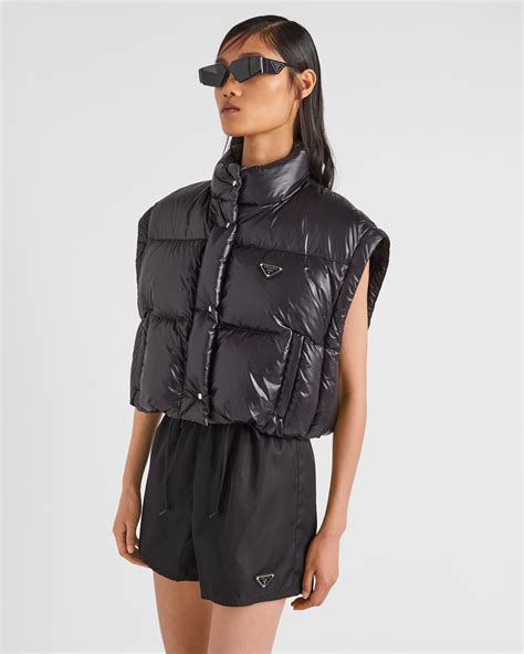 prada re-nylon cropped convertible down jacket|Prada Re.